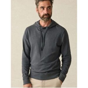 Faherty Sunwashed Organic Cotton Hoodie In Graphite Sz L